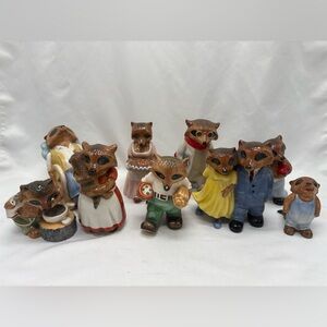 VTG 1981 The Ringtale Raccoons collection 9 figurines by Hummelwerk (Goebel Art)